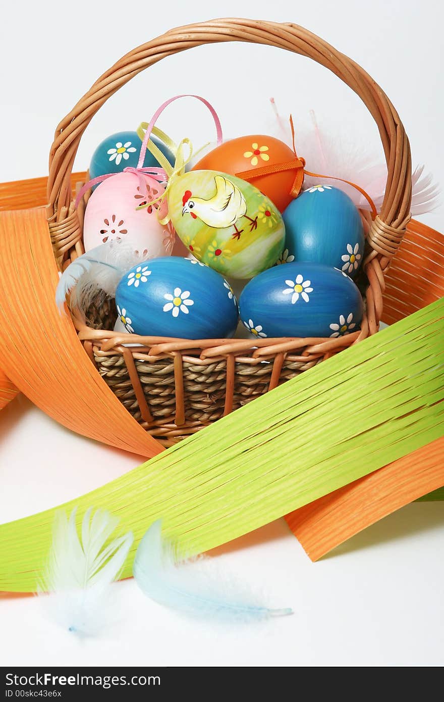 Easter basket with easter eggs