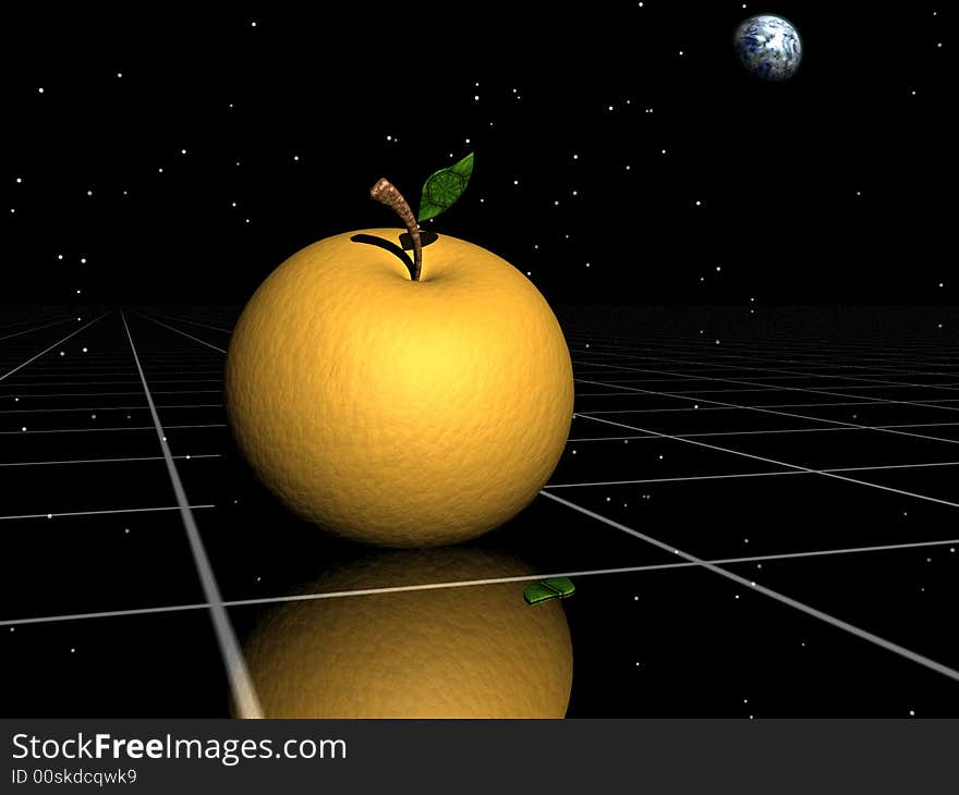 Abstract Apple-Orange Futuristic Digital Image