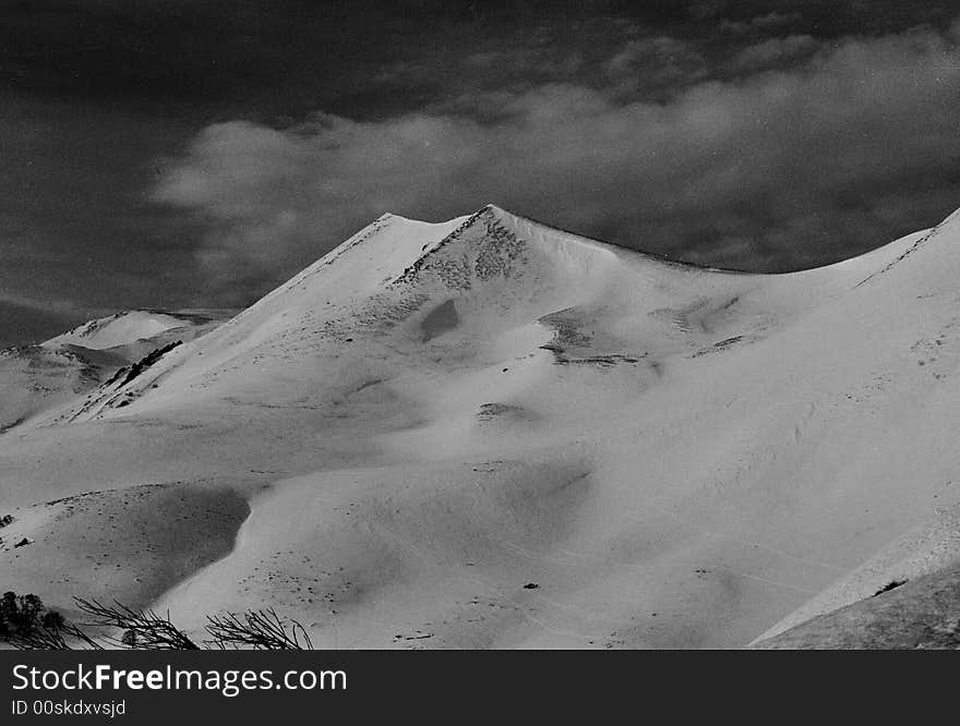 Auvergne Mountains with dark threatening sky