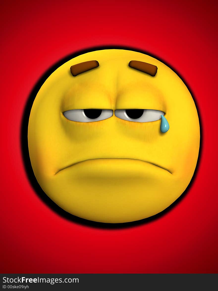 A conceptual image of a very sad cartoon face. A conceptual image of a very sad cartoon face.