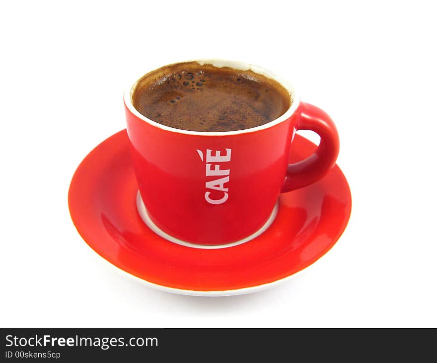 Red coffee cup isolated on white background