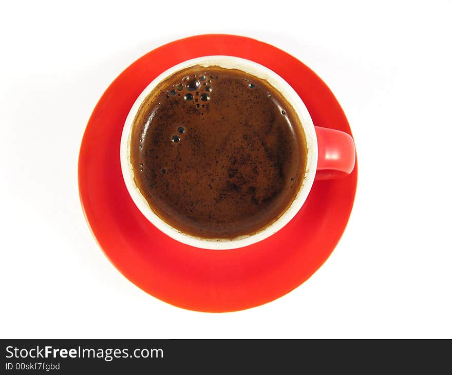 Red coffee cup isolated on white background