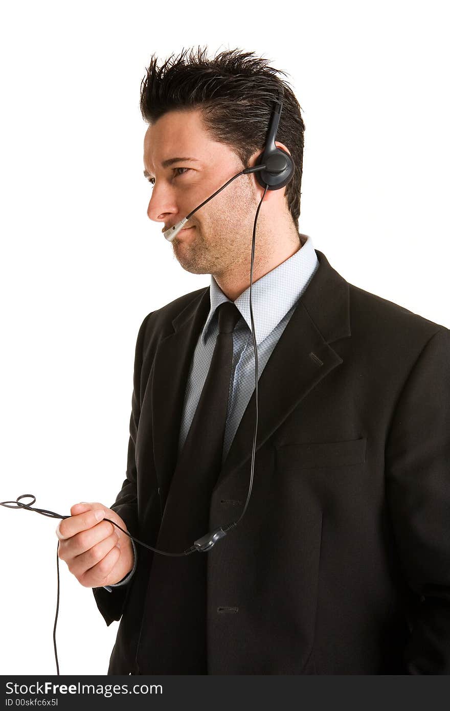 Men with headset and microphone. Men with headset and microphone