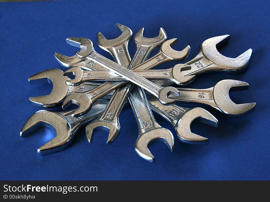 Steel star made by wrenches of different sides. Steel star made by wrenches of different sides