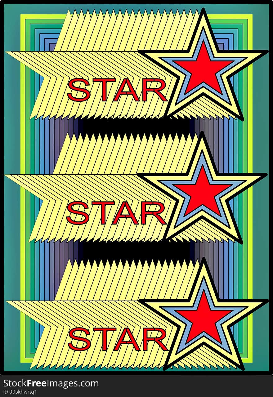 Great creative abstract colored bright red portrayal of yellow stars in the series with three inscriptions STAR rainbow against the backdrop of the frame. Great creative abstract colored bright red portrayal of yellow stars in the series with three inscriptions STAR rainbow against the backdrop of the frame.