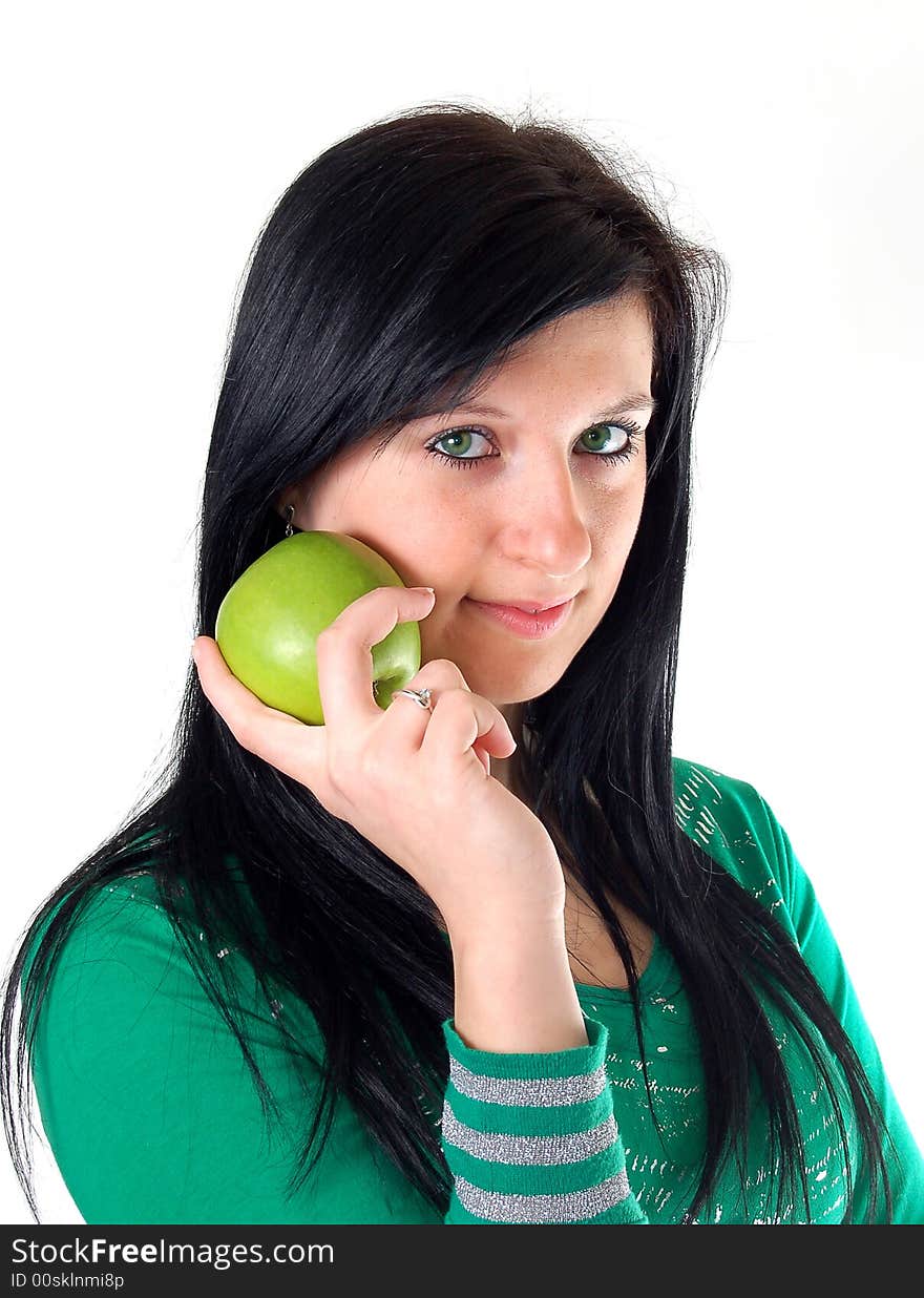 A girl with apple