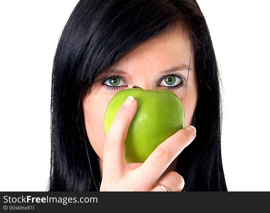 A girl with apple