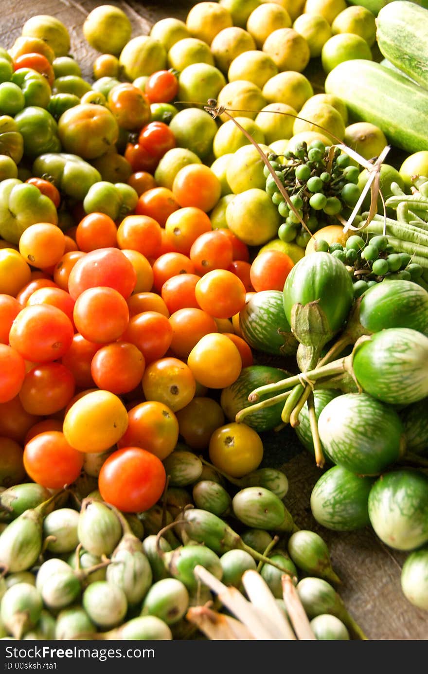 Vegetables and spices at market