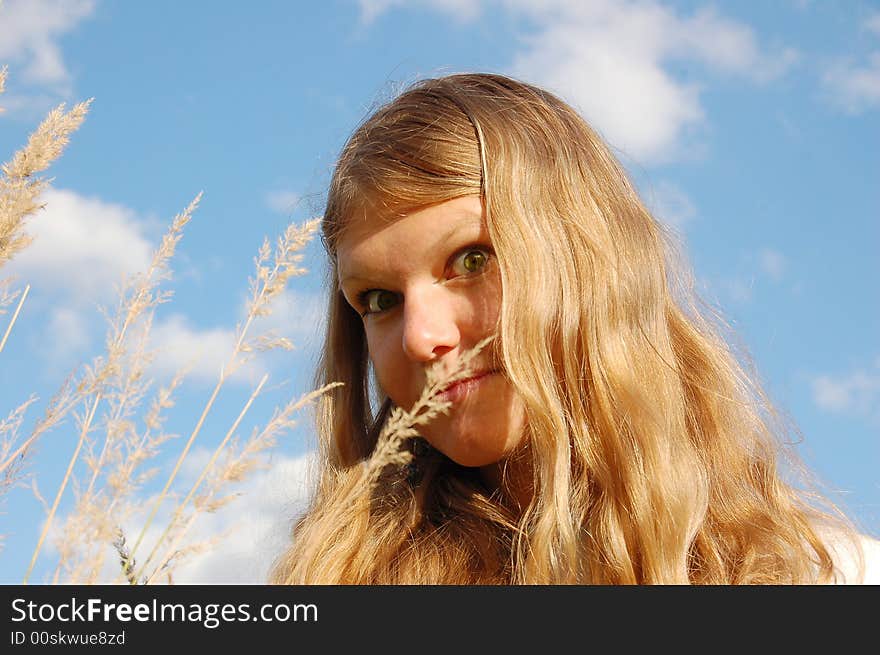 Expressive look of the young woman. Expressive look of the young woman