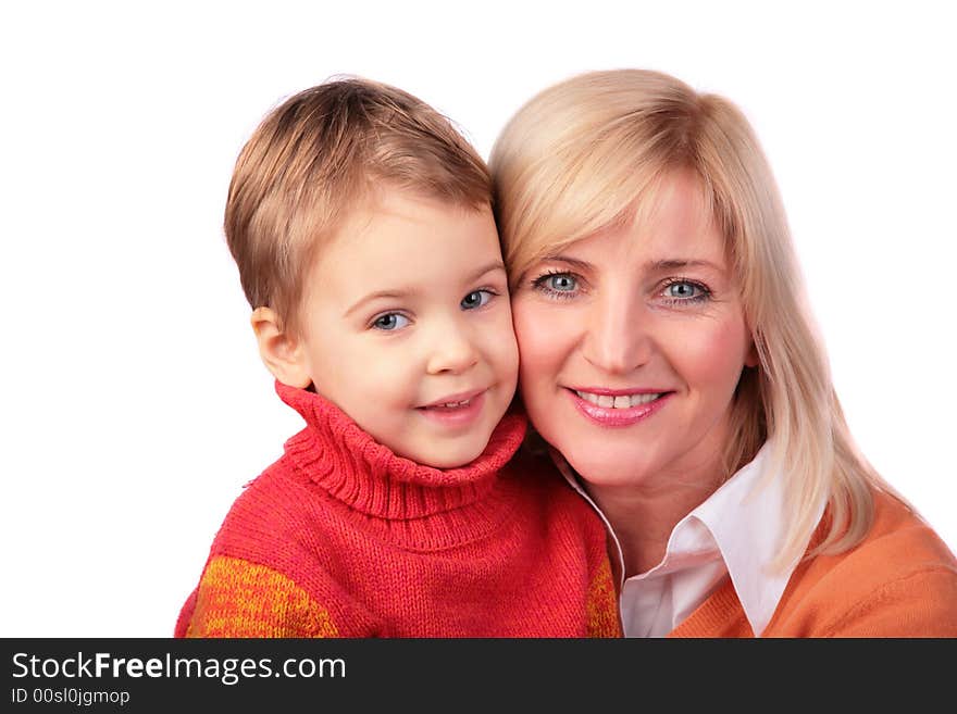 Middleaged woman with kid 2 grandmother with baby