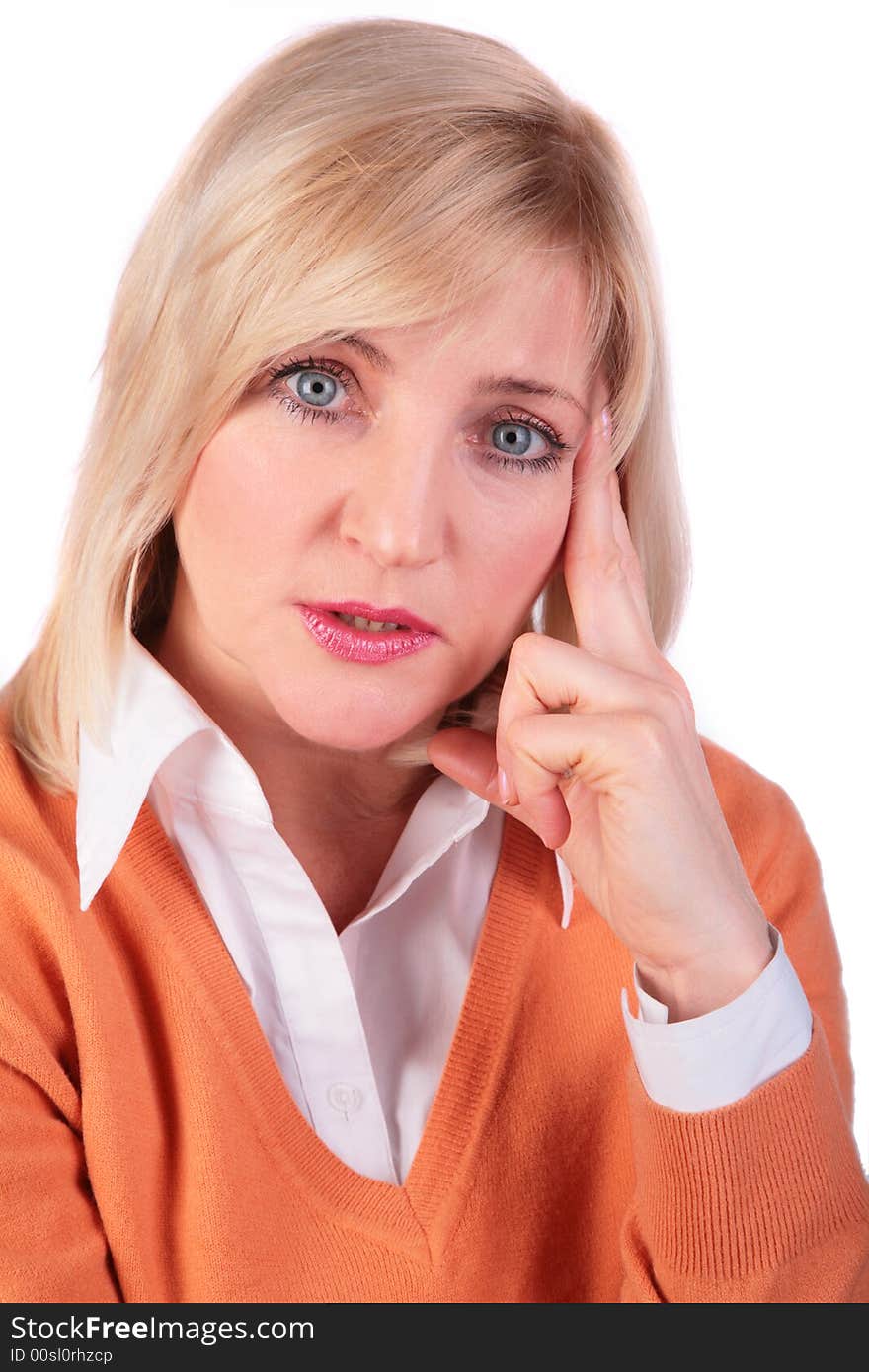 Middleaged woman face close-up on white 3. Middleaged woman face close-up on white 3