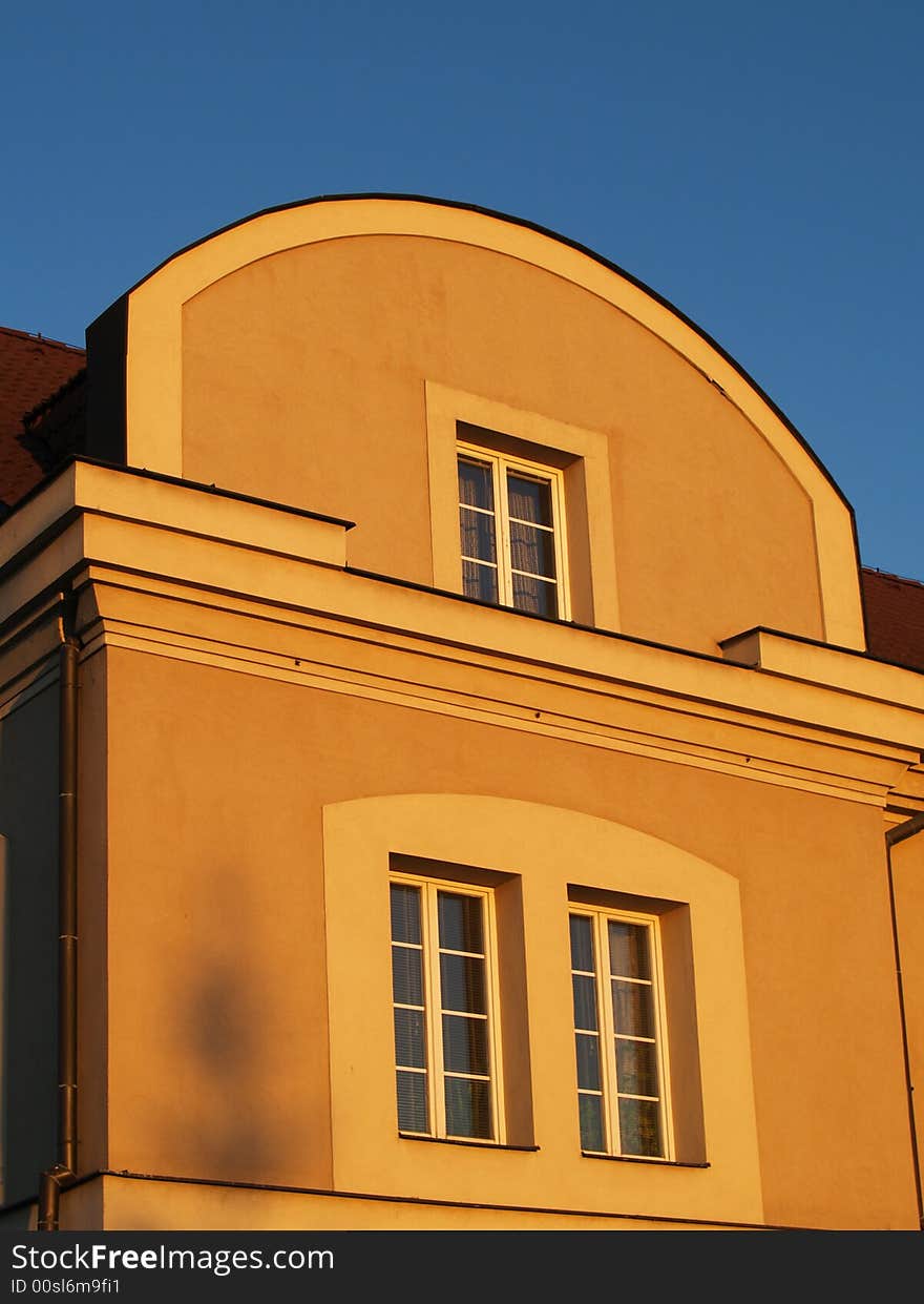 Building face in afternoon sun