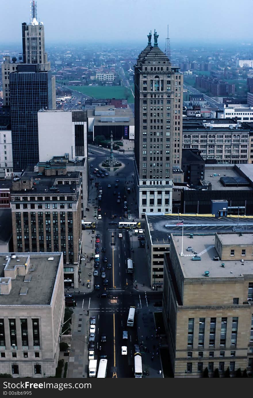 A view of the city from above