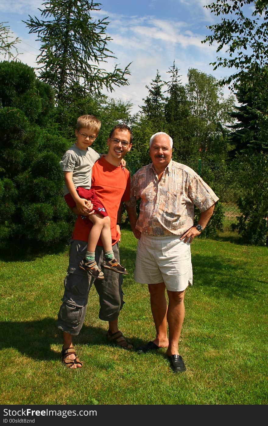 Three generation family in park