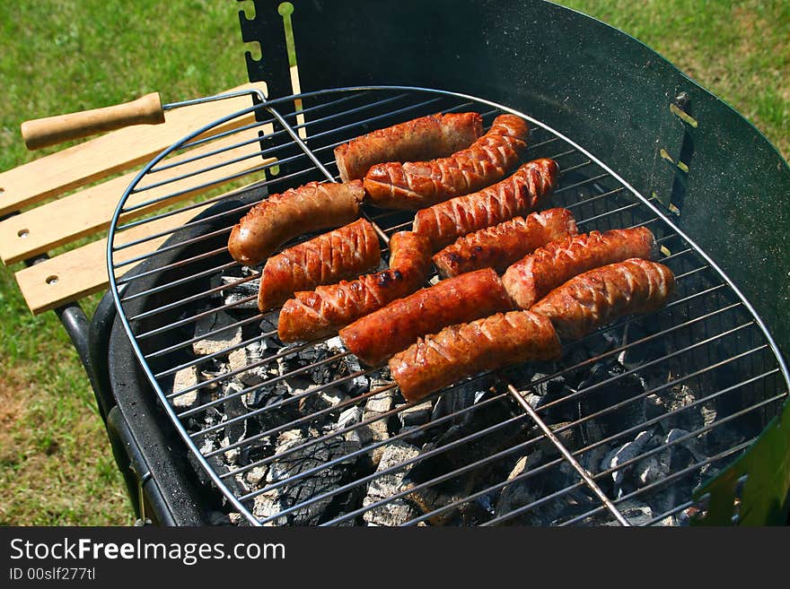 Sausages on a barbecue