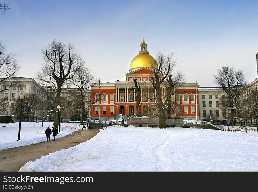 Stock image of a snowing winter at Boston, Massachusetts, USA. Stock image of a snowing winter at Boston, Massachusetts, USA