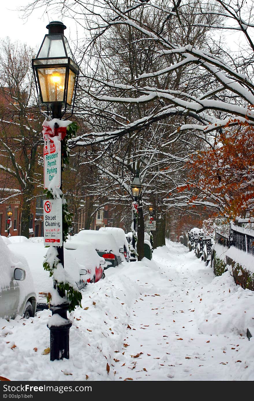 Stock image of a snowing winter at Boston, Massachusetts, USA. Stock image of a snowing winter at Boston, Massachusetts, USA