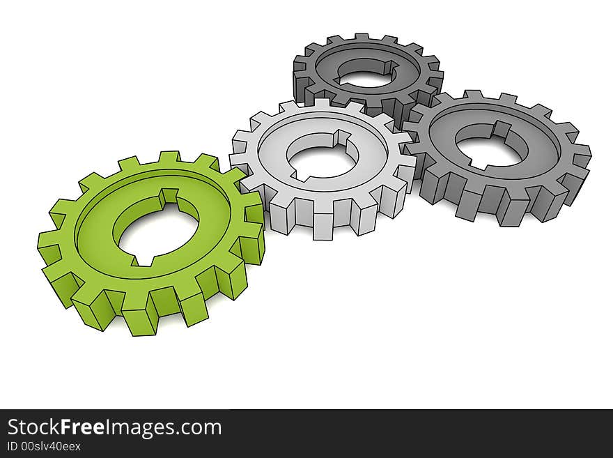 Isolated cogwheels - business network - illustration