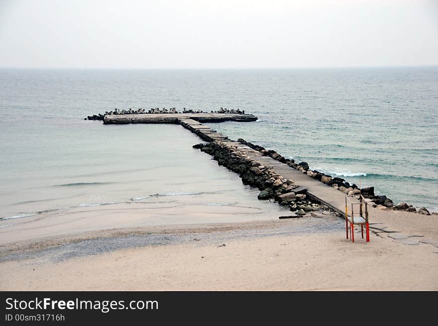 Sea shore in a romanian resort at Black Sea