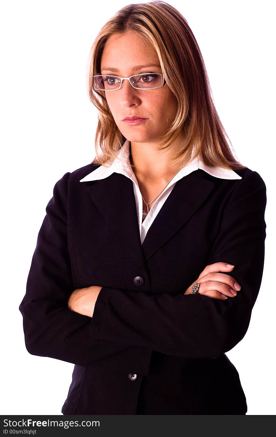 Beautiful woman with glasses look away. Beautiful woman with glasses look away