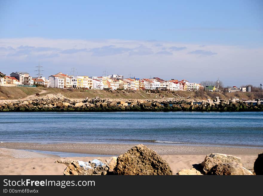 Sea shore in a romanian resort at Black Sea