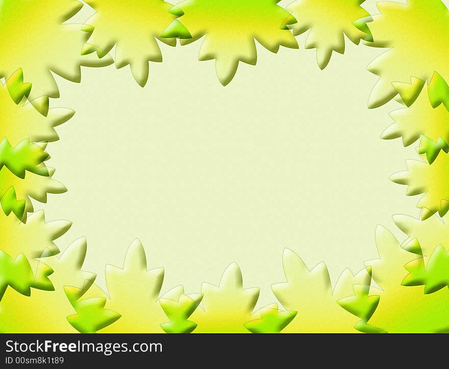 A colorful background with 3d leaves as frame. A colorful background with 3d leaves as frame