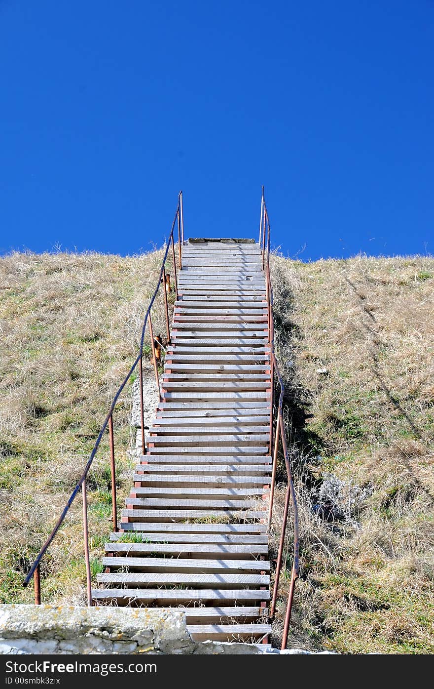 Wood stairs on a hill. Wood stairs on a hill