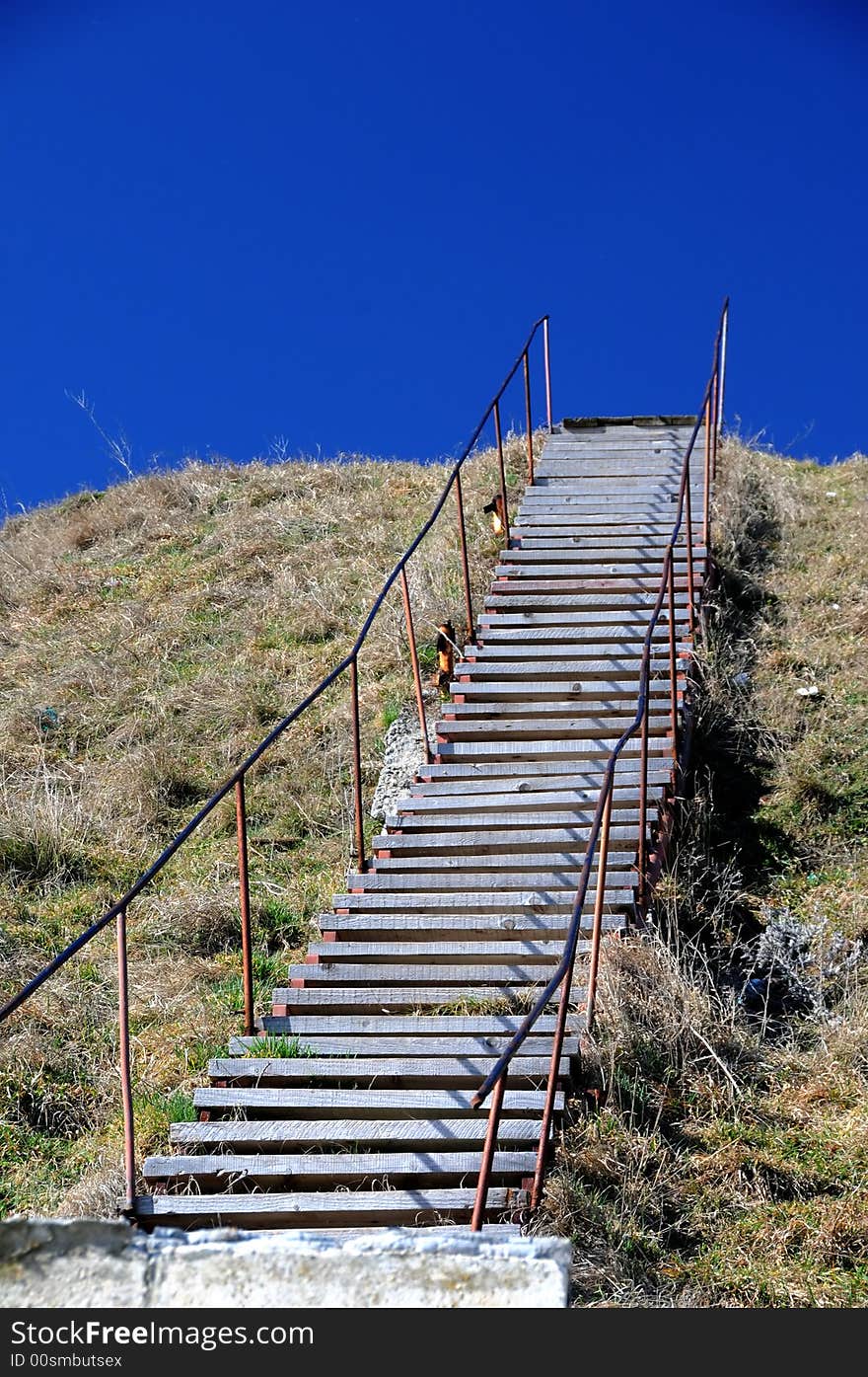 Wood stairs on a hill. Wood stairs on a hill