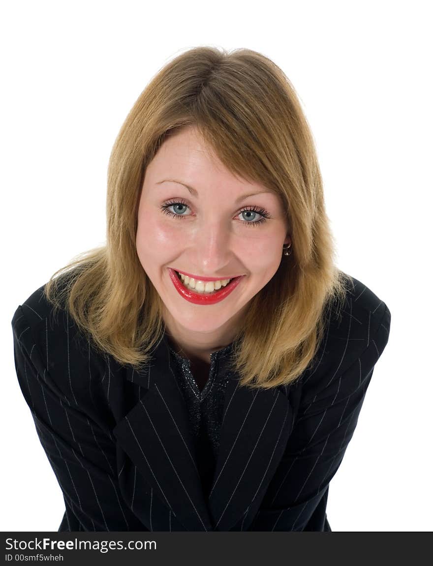 Expressive woman on white background