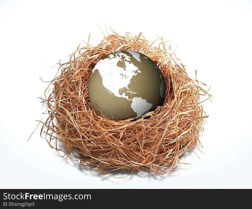 Our planet in the bird net that need to be taken care. Our planet in the bird net that need to be taken care