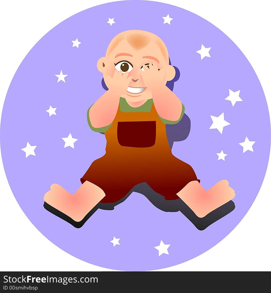 Vector illustration for a baby playing hide and seek