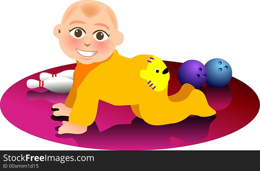 Vector illustration for a baby crawl on floor