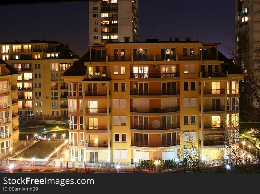 Modern buildings in the night. Modern buildings in the night.