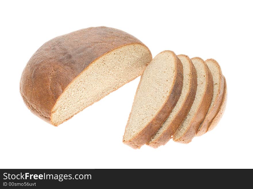 Cutted esh rye bread over white background. Cutted esh rye bread over white background