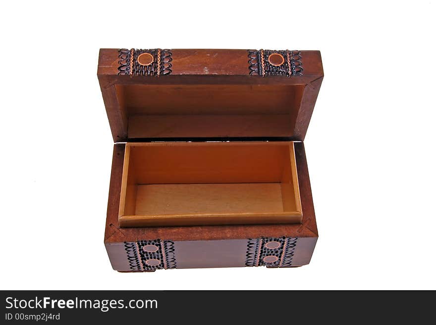 Wooden box on white background