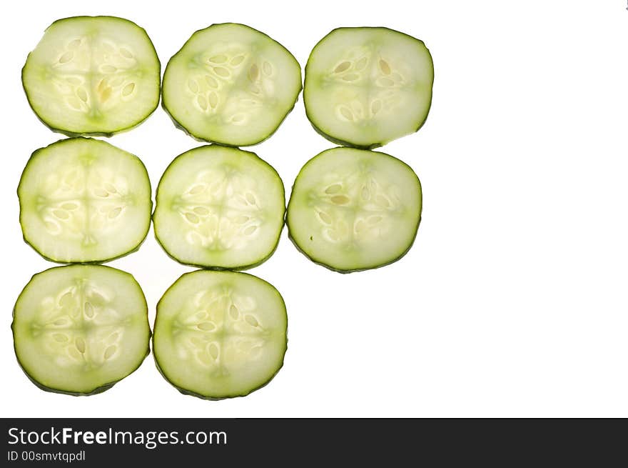 Sliced cucumber isolated on the white background