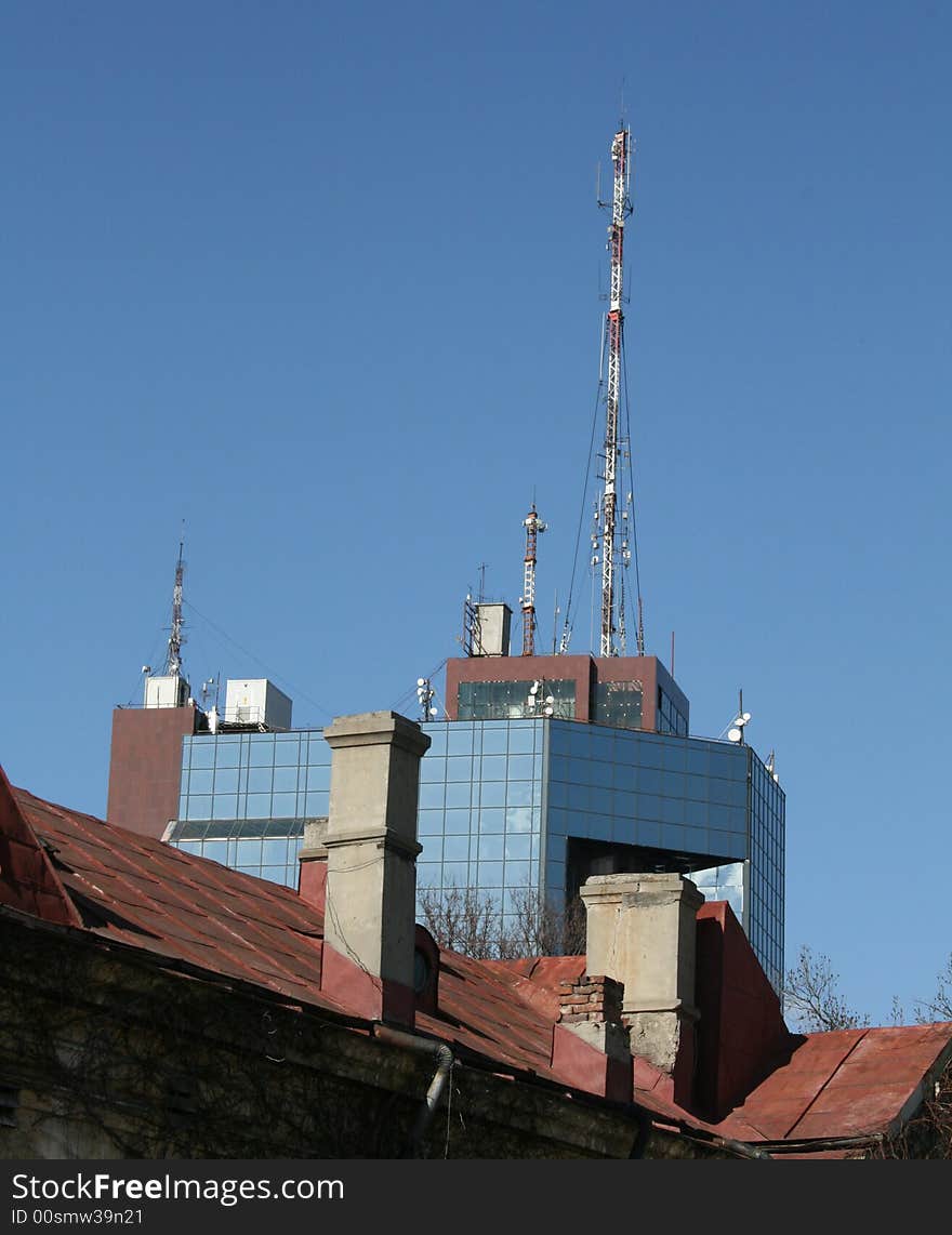 Building in Bucharest, Romania - antenna