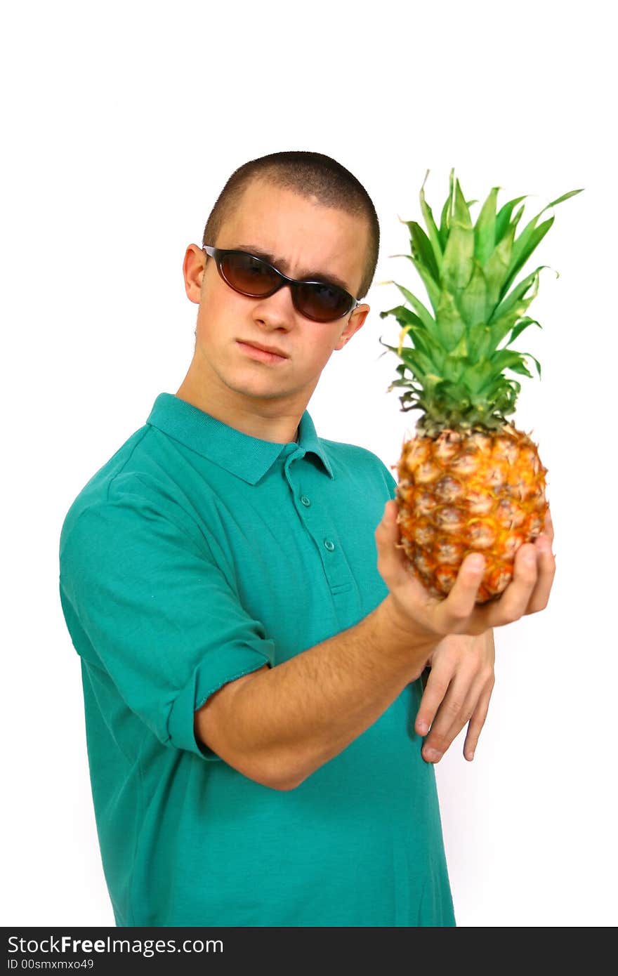 Boy with pineapple