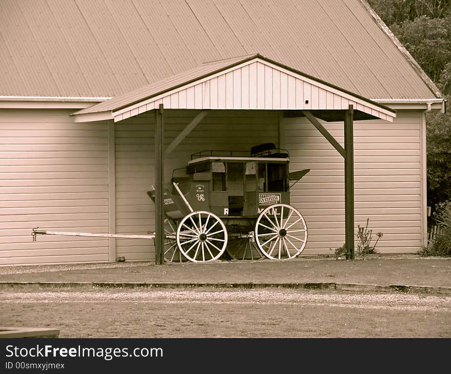 Retro victorian cart, parked under shelter, without a horse. Retro victorian cart, parked under shelter, without a horse