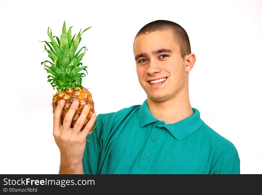 Boy with pineapple