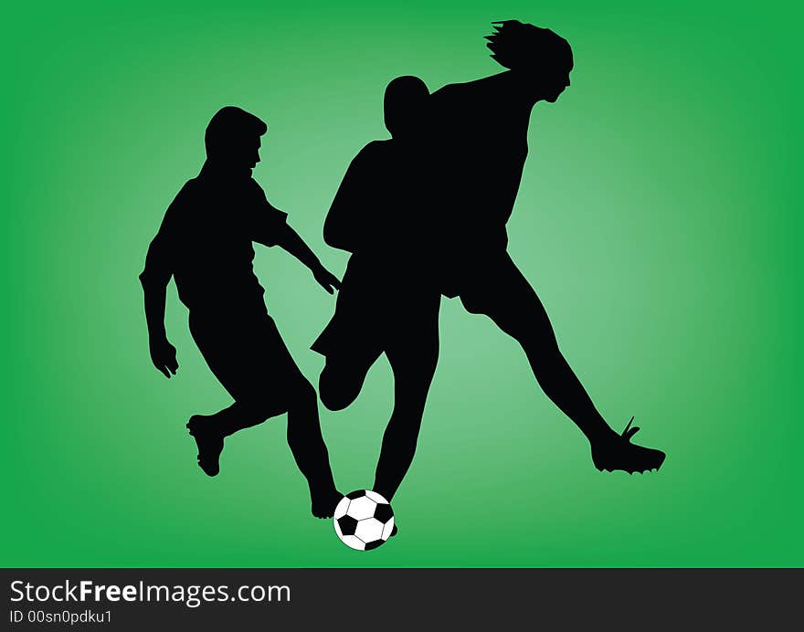 Football silhouette on green background