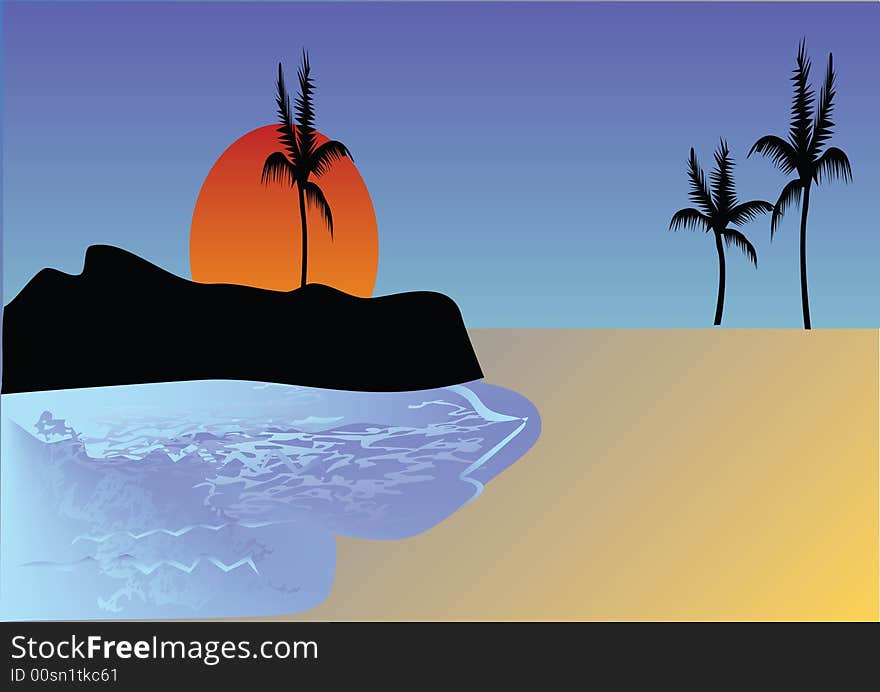 Ocean , palm and sky background