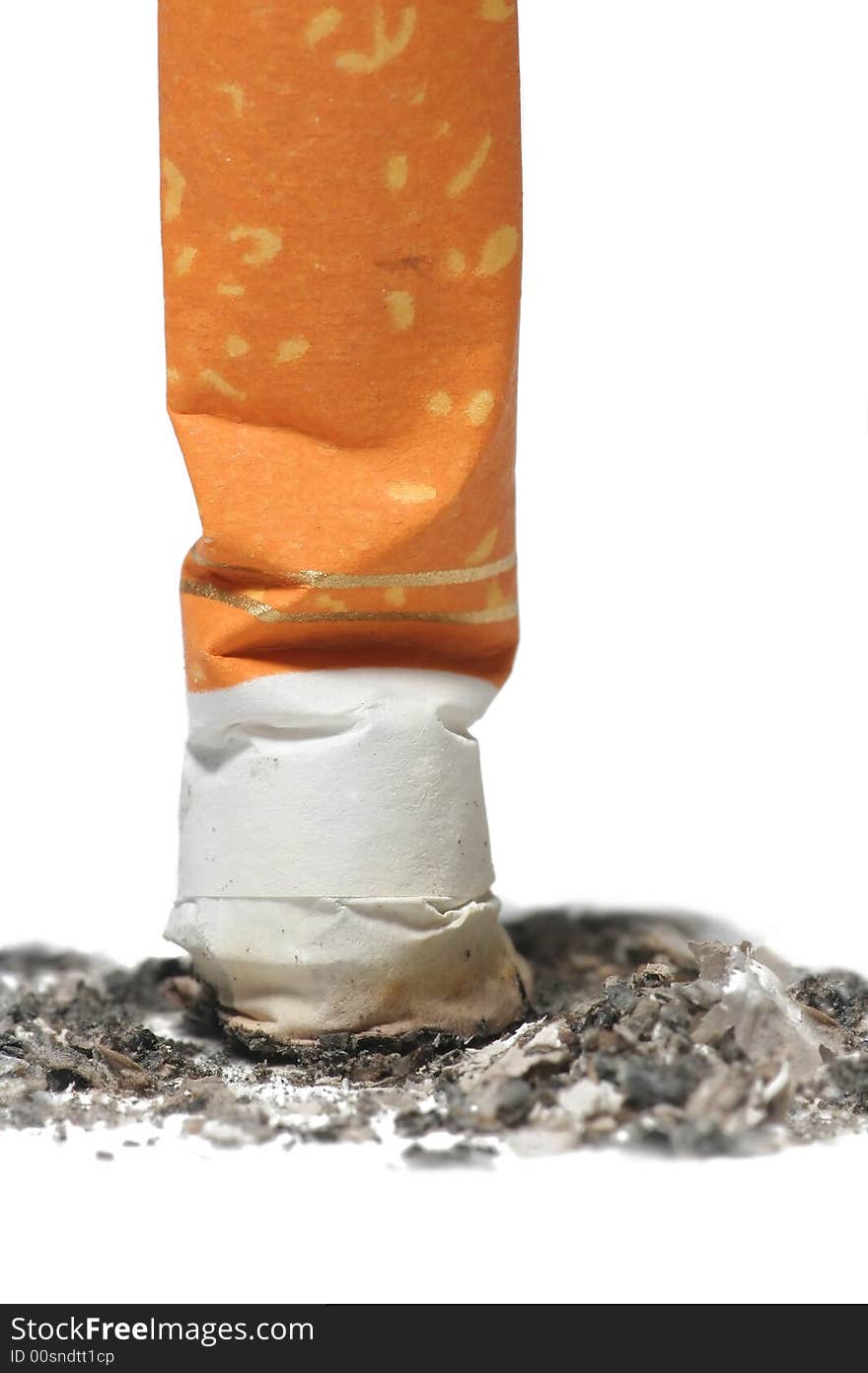 Macro close-up of a cigarette being put out