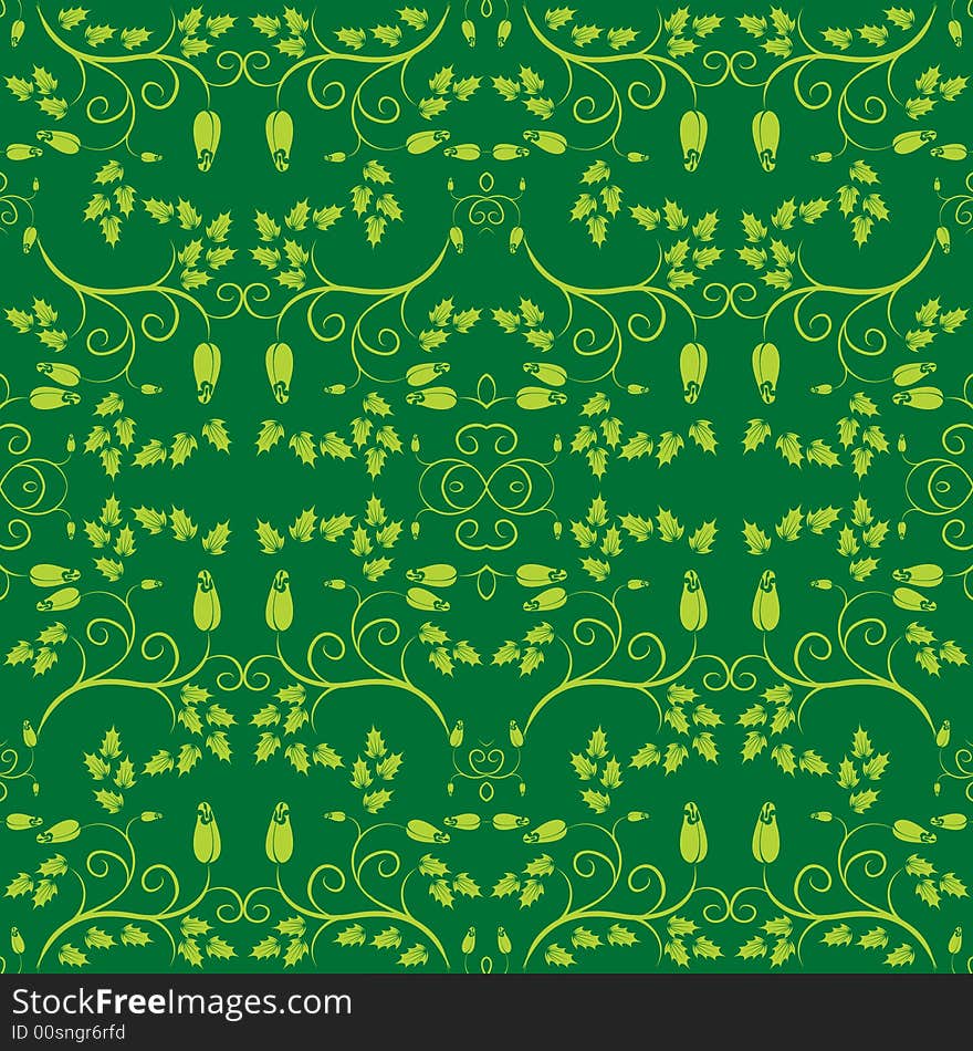 Green floral seamless pattern