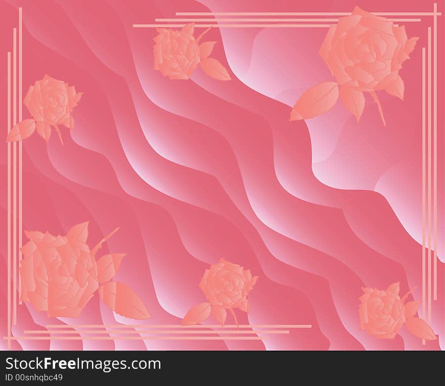 Pink backgrond with pink roses and lines. Pink backgrond with pink roses and lines