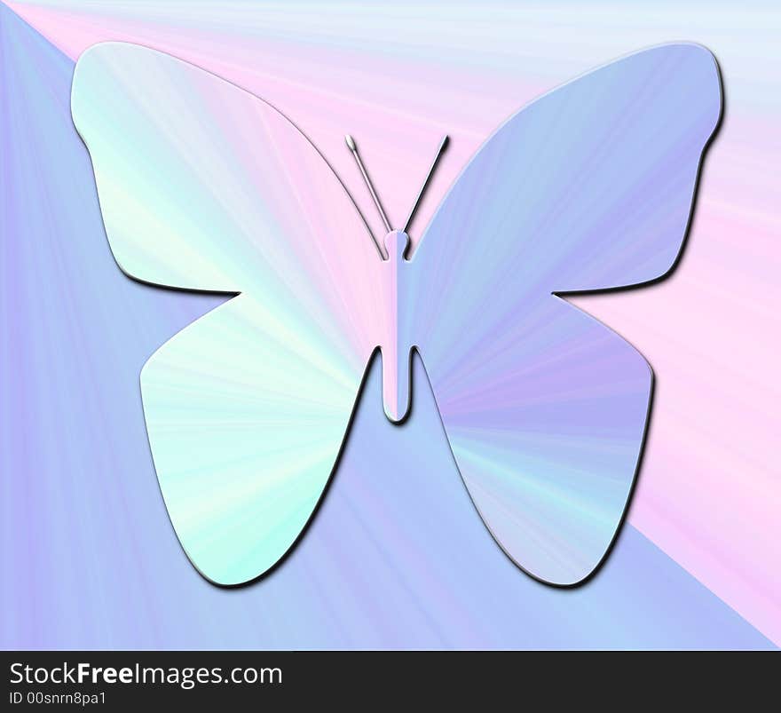 Pastel bluepink butterfly