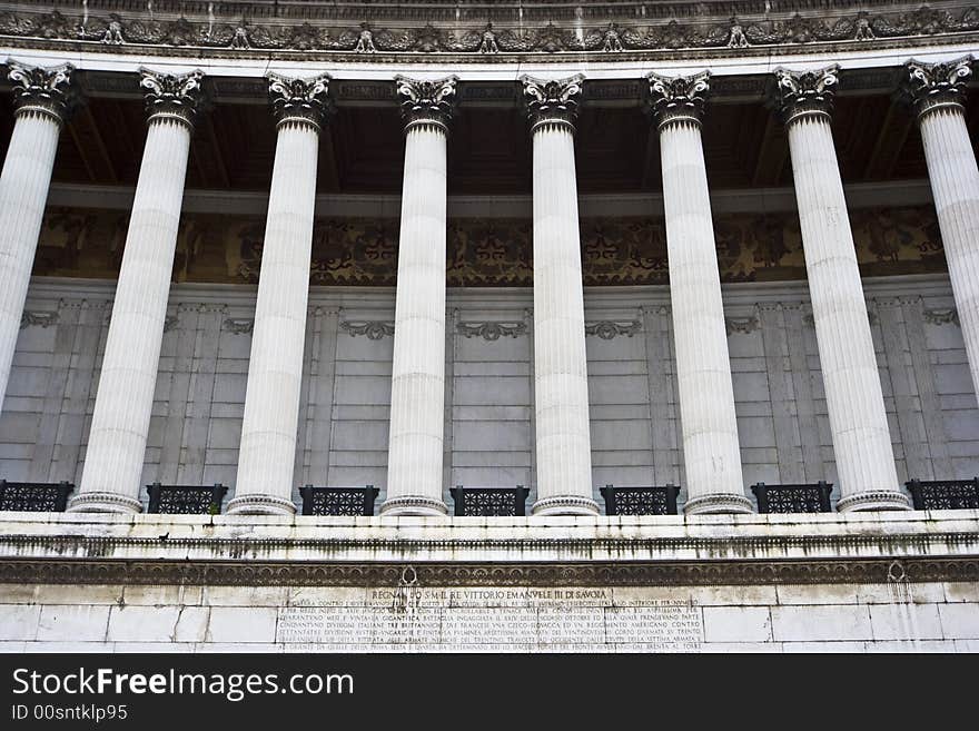 Historic buildings in Rome with classic marble colonnade. Historic buildings in Rome with classic marble colonnade