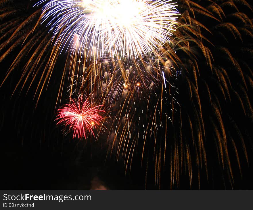 Fireworks competition at boucherville, quebec, canada.