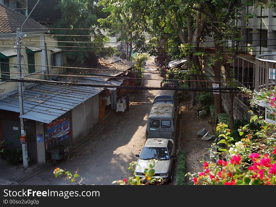 A narrow passage, alley, jalan kecil. A narrow passage, alley, jalan kecil