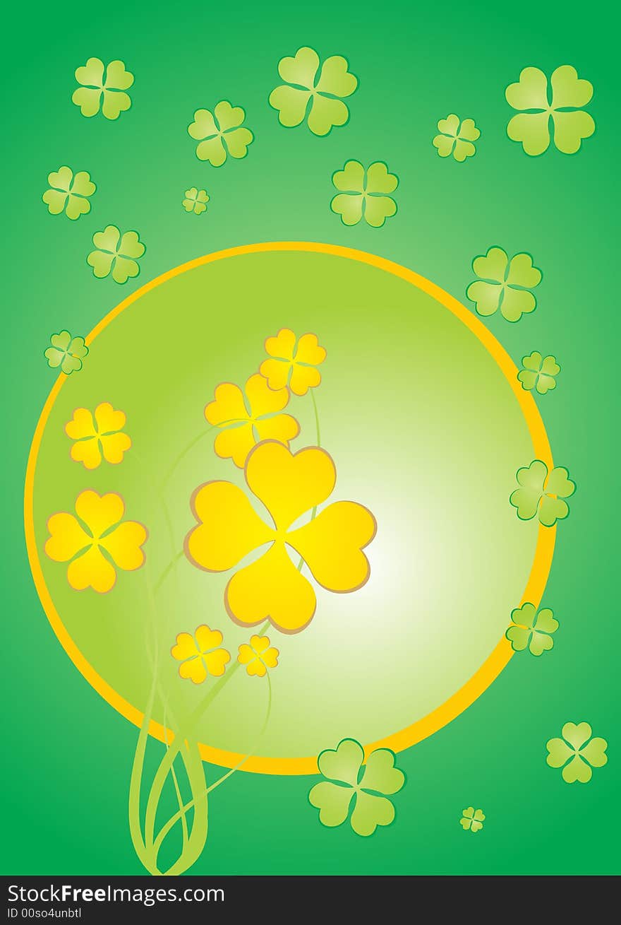 Golden and green shamrock background. Golden and green shamrock background